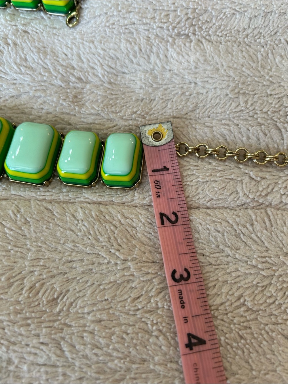 Coldwater Creek Green/Yellow Layered Glass Statement Necklace & Bracelet Set - Picture 4 of 9